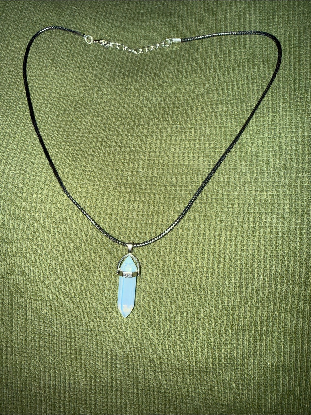 Opalite Point Pendant Necklace in Blue